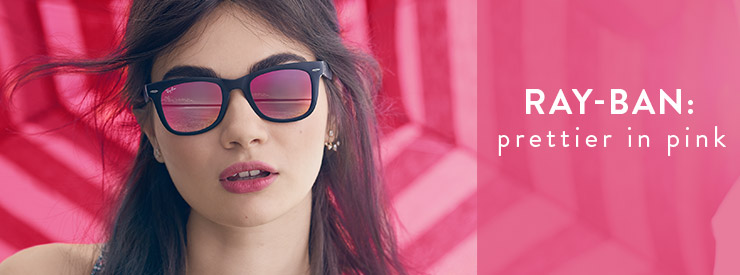 Ray-Ban: prettier in pink. Women's Ray-Ban sunglasses with pink lenses.