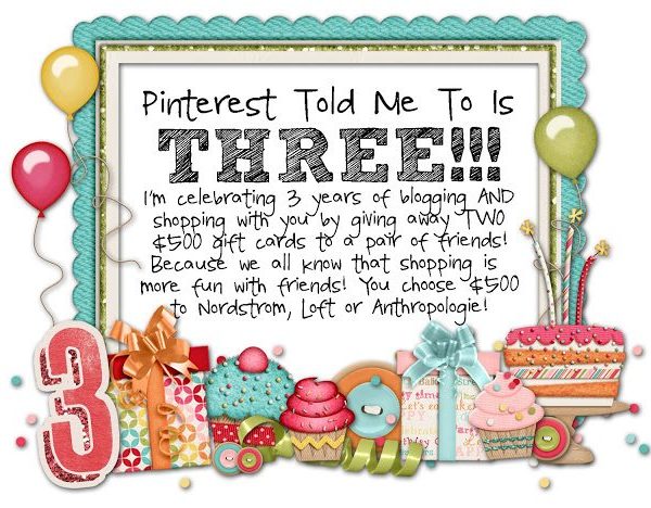 Pinterest Told Me To is 3!!!