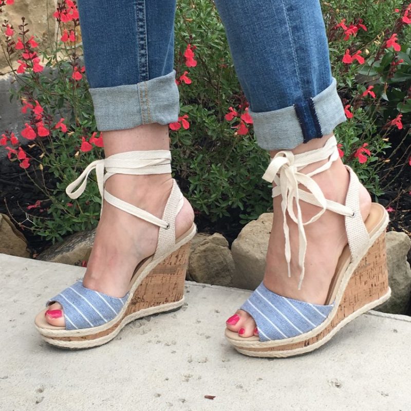 chambray stripe wedges