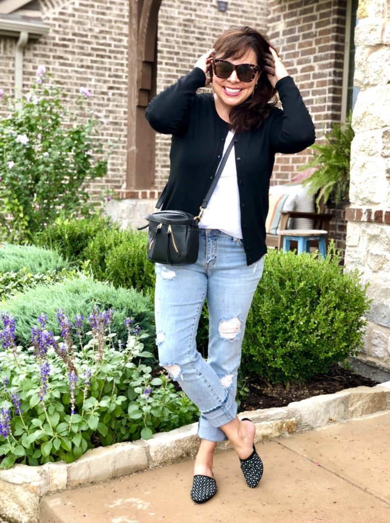 Sheaffer Told Me To A White Tee, A Black Cardigan, and Boyfriend Jeans| 2 WAYS 